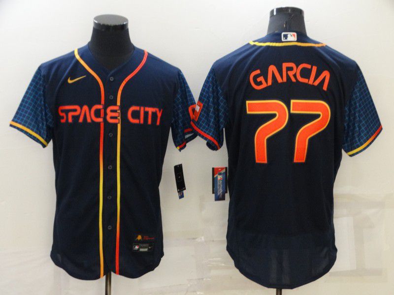 Men Houston Astros 77 Garcia Blue City Edition Elite Nike 2022 MLB Jerseys